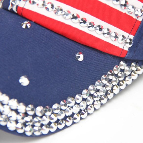 American Flag Low Profile Baseball Cap US Flag Hat Adjustable- Red, White & Blue - Picture 4 of 5